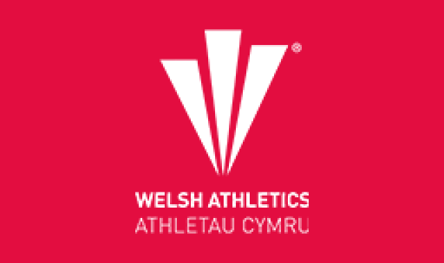 Welsh Athletics logo on a red background.