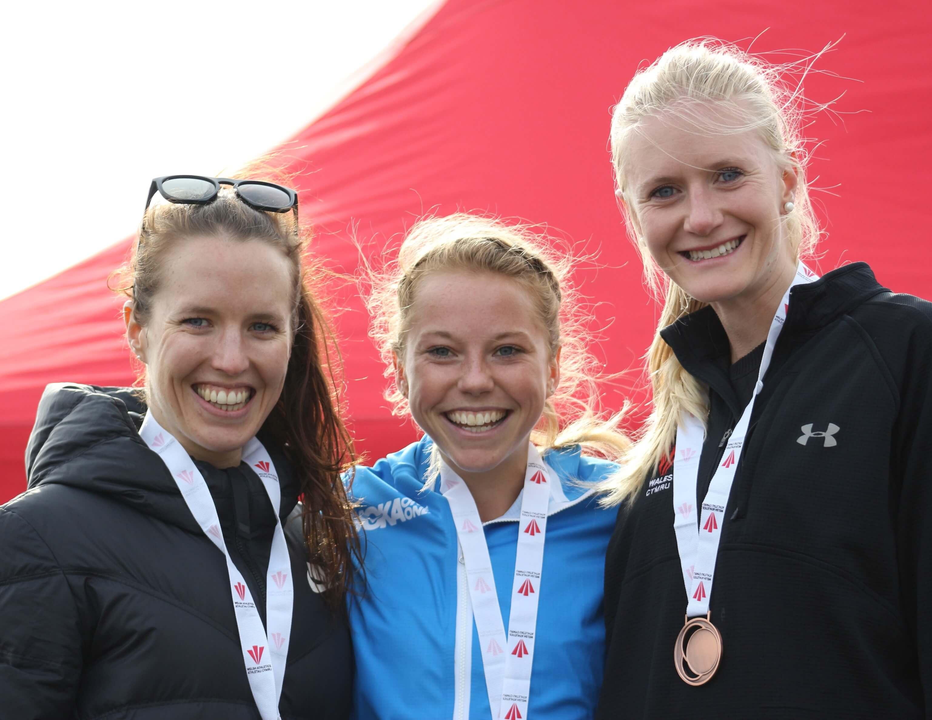 Welsh Senior Women's Cross Country  Champion Jenny Nesbitt with runner up Melanie Wilkins (left) and third  placed Jade Williams..jpg